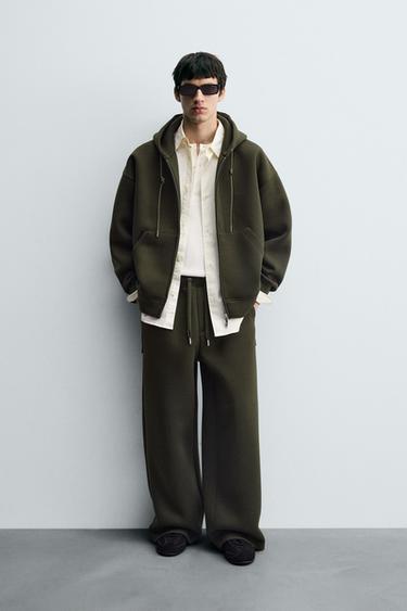 PANTALON INTERLOCK COUPE AMPLE - Vert foncé de Zara