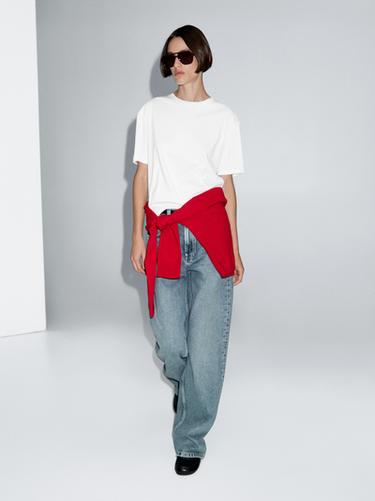 Zara Short-sleeve T-shirt with back seam detail - White - Image 0