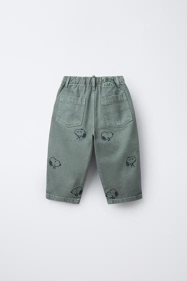 PANTALON EN SERGÉ BAGGY SNOOPY PEANUTS™ - Bleu de Zara - Image 1