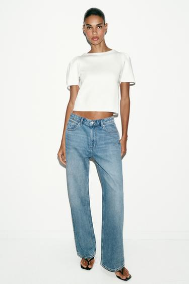 ТРИКОТАЖНЫЙ ТОП С ОБЪЕМНЫМИ РУКАВАМИ — БЕЛЫЙ от Zara