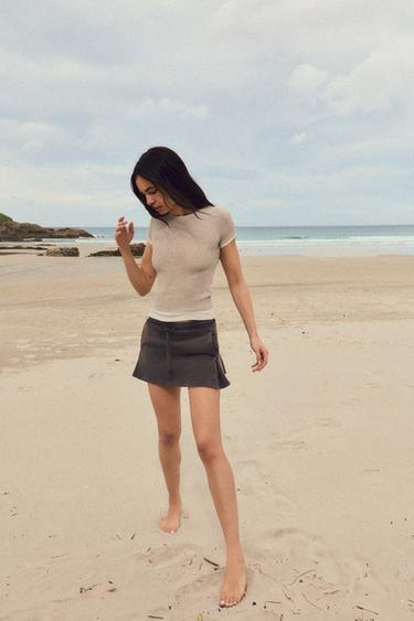 T-SHIRT DOUBLE - Sable / Chiné de Zara