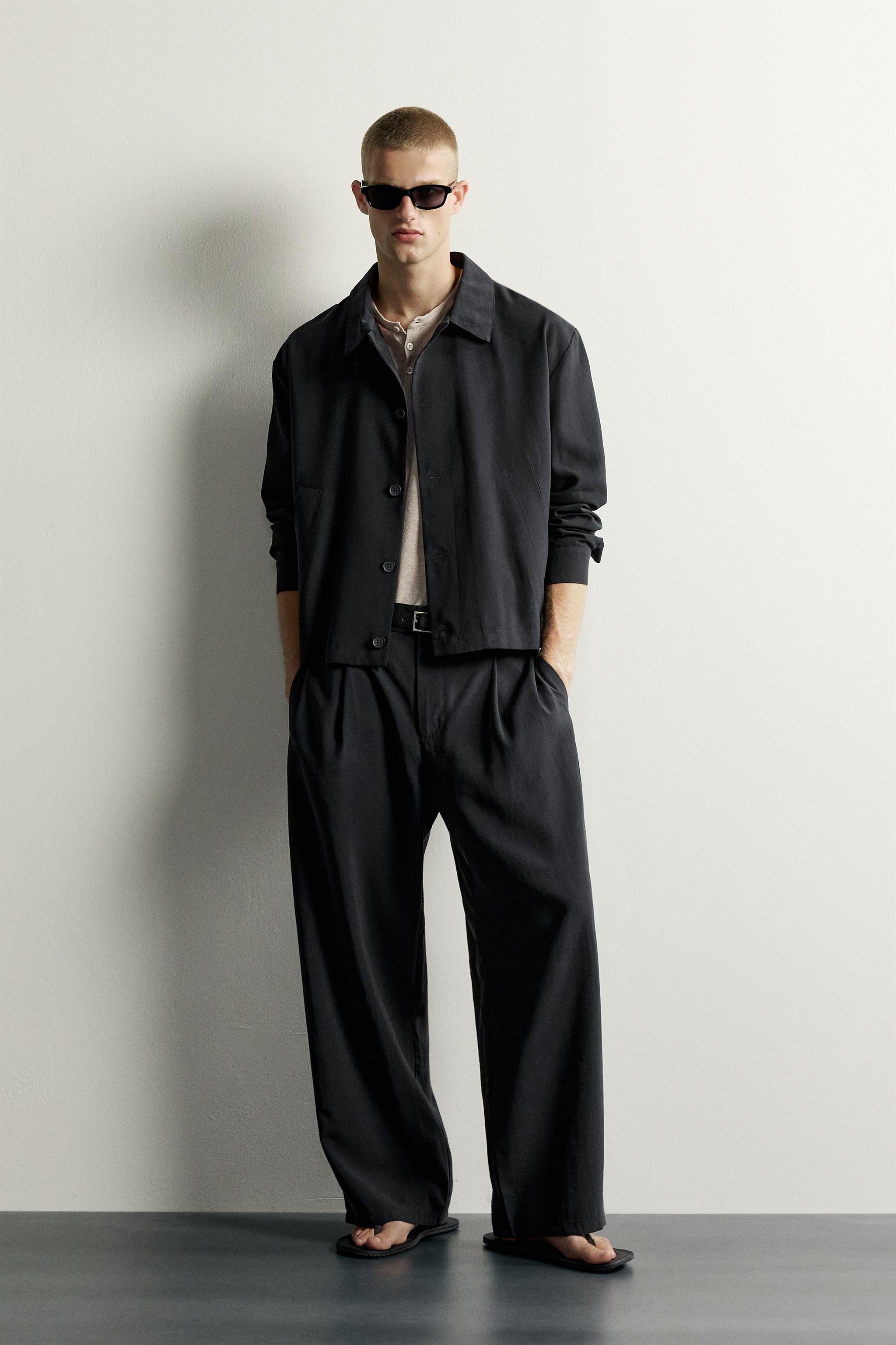 Zara BOXY FIT DÖKÜMLÜ İNCE CEKET