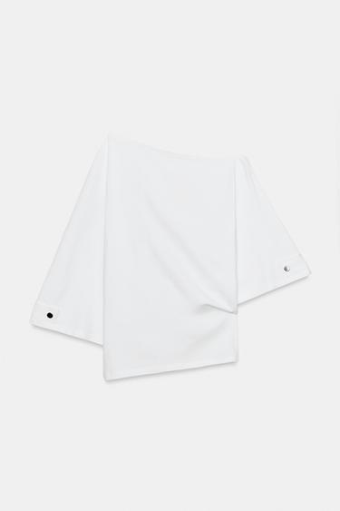 T-SHIRT COL BATEAU BOUTONS - Blanc de Zara - Image 5