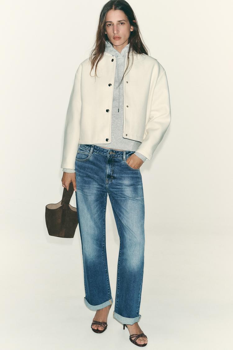 SOFT BOMBER JACKET WITH GOLDEN BUTTONS Ecru ZARA United Kingdom