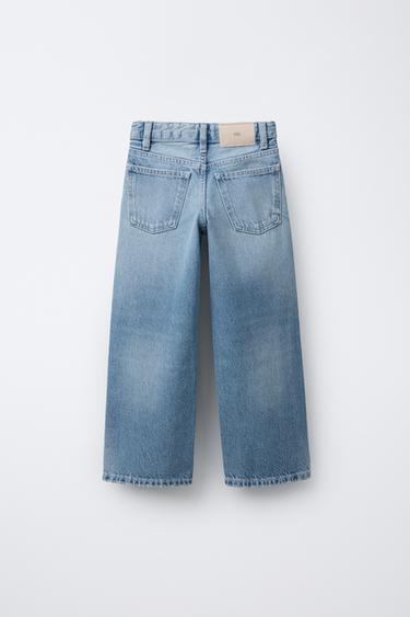 WASHED EFFECT WIDE LEG JEANS — Blue 2
