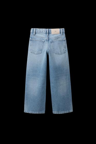 JEANS WIDE LEG EFECTO DESGASTADO - Azul de Zara