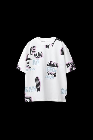 T-SHIRT MIT PRINT - Cremefarben von Zara - Bild 0
