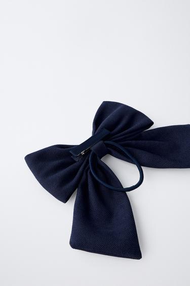PIQUÉ BOW SCRUNCHIE - Navy blue by Zara - Image 1