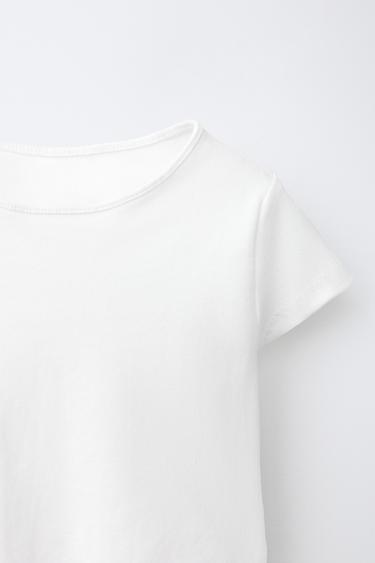 PLAIN T-SHIRT WITH LACE HEM - White by Zara - Image 2
