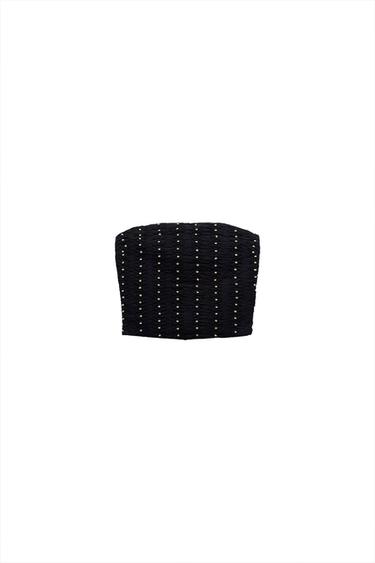 BEADED STRAPLESS TOP