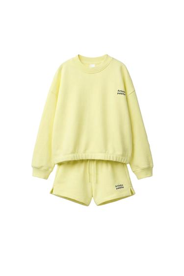 SLOGAN SWEATSHIRT AND BERMUDA SHORTS SET - Yellow by Zara