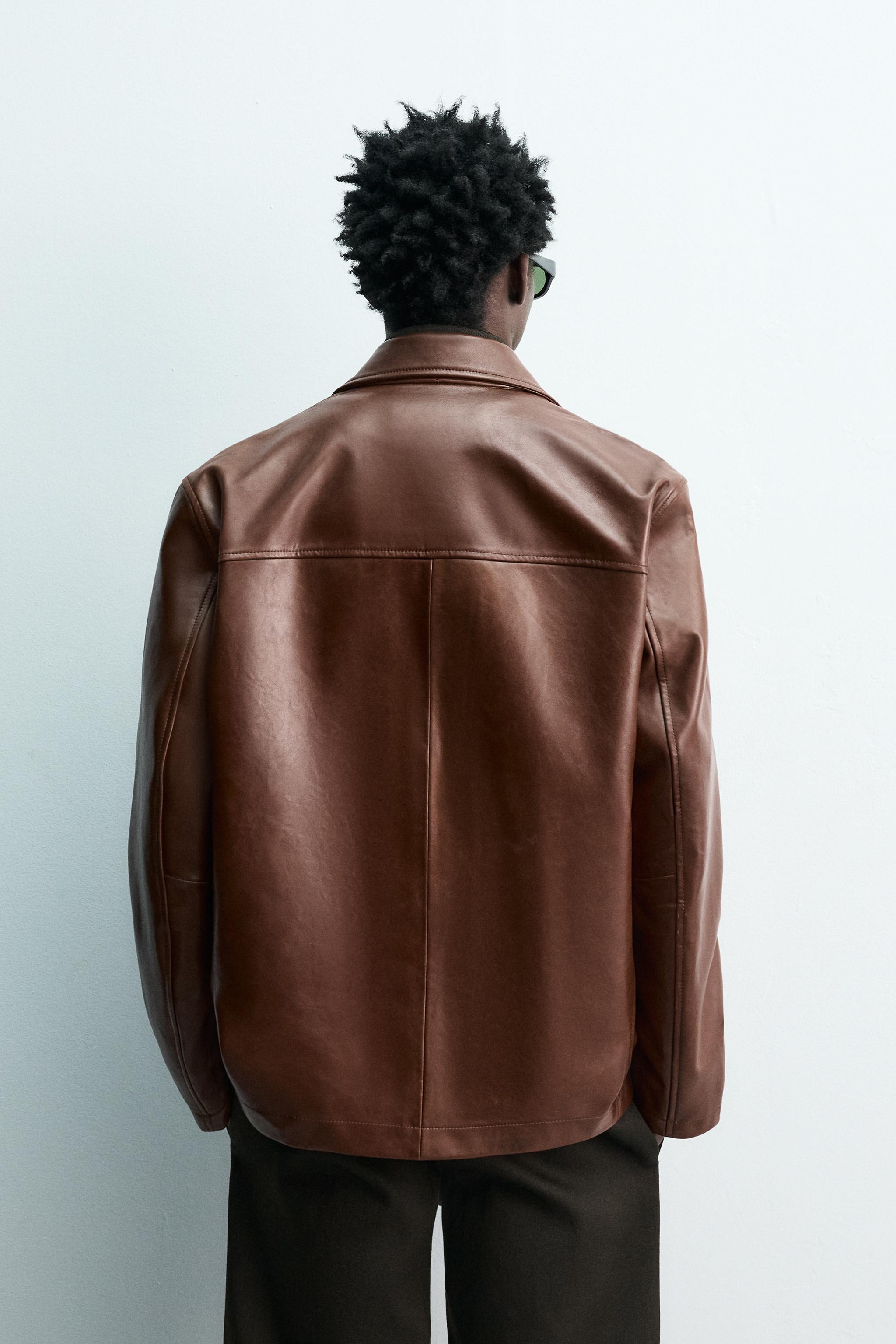 RELAXED FIT LEATHER BLAZER