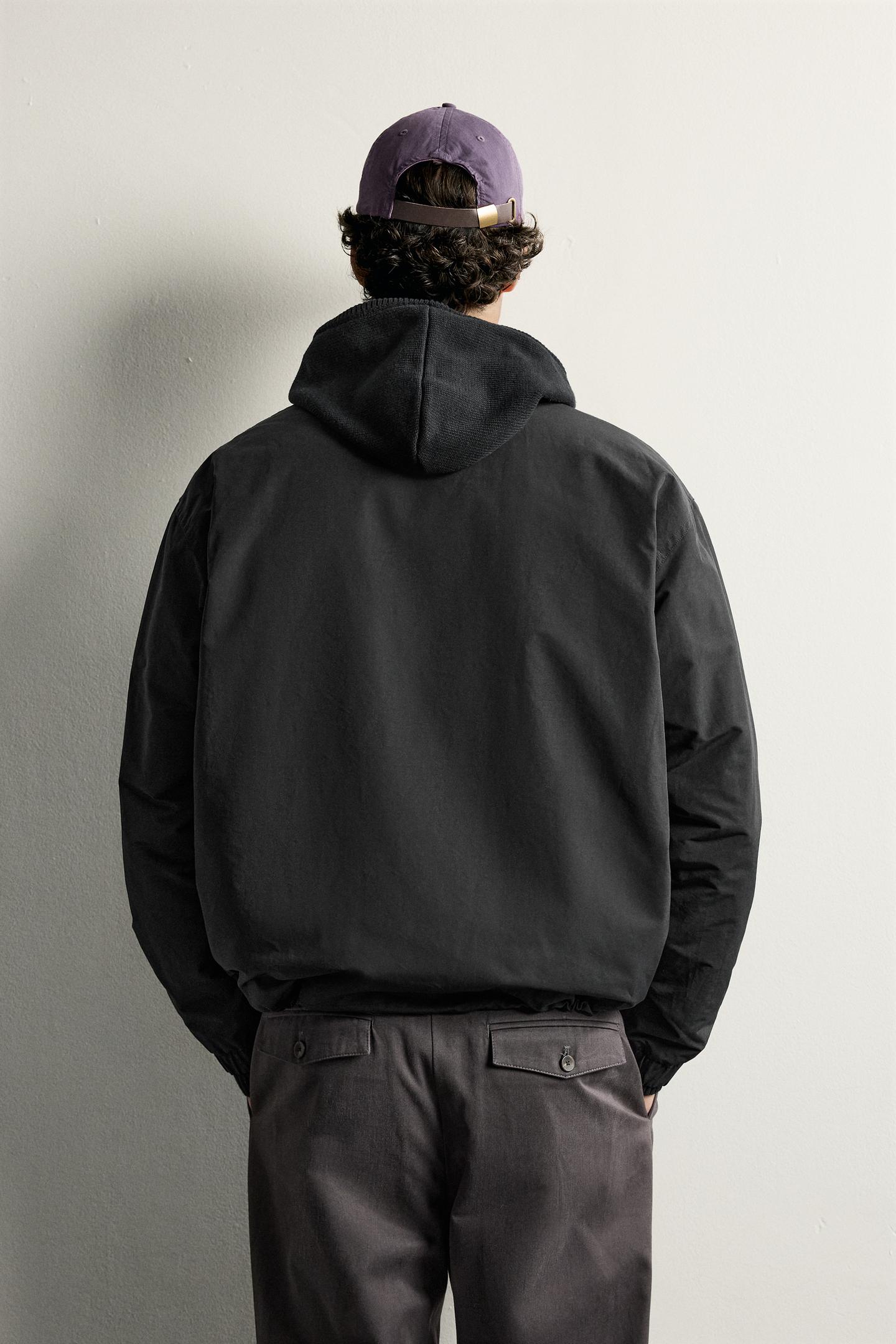 Мужская рубашка Zara Technical Padded Overshirt, цвет: Чёрный — фото 3