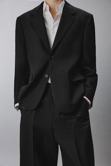 100% WOOL SUIT BLAZER - Black by Zara - Image 4