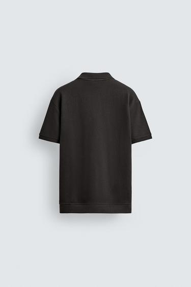 Zara VERTICAL TEXTURED POLO - Dark brown