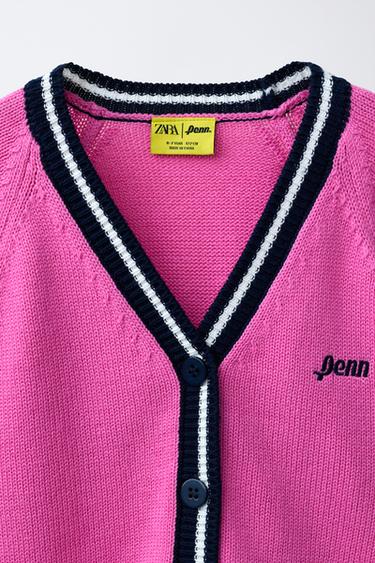 CONTRAST TRIM CARDIGAN PENN © - Neon pink by Zara - Image 2