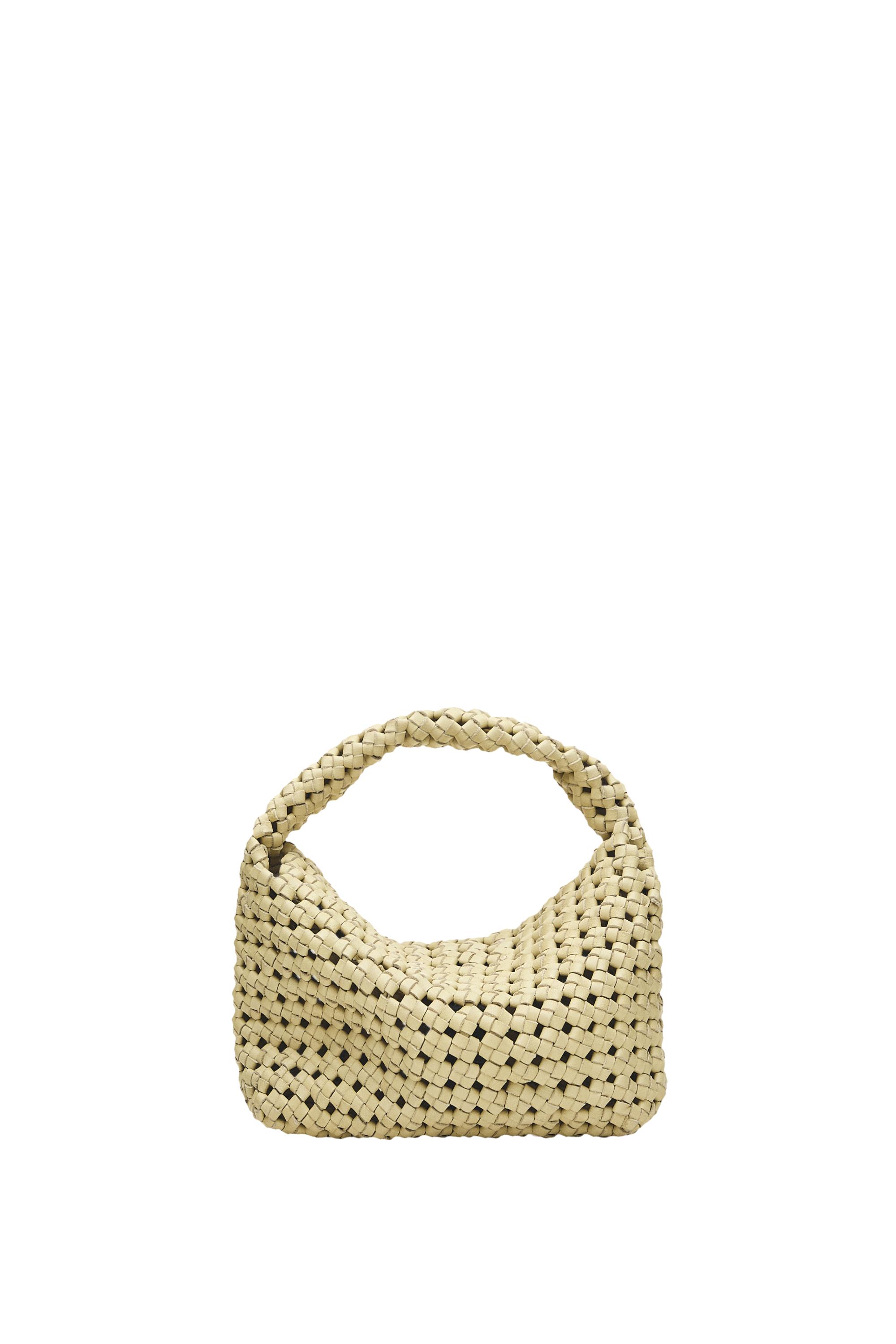 Braided leather mini bag — Biscuit