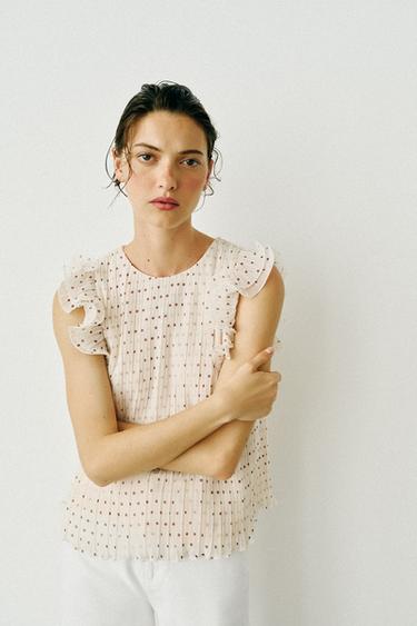 TOP LUNARES VOLANTES - Crudo / Granate de Zara