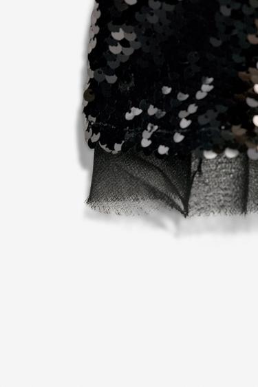 Zara LIMITED EDITION SEQUIN COAT - Black