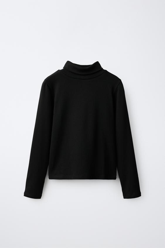 Zara Turtleneck T-shirt - Black - Image 0