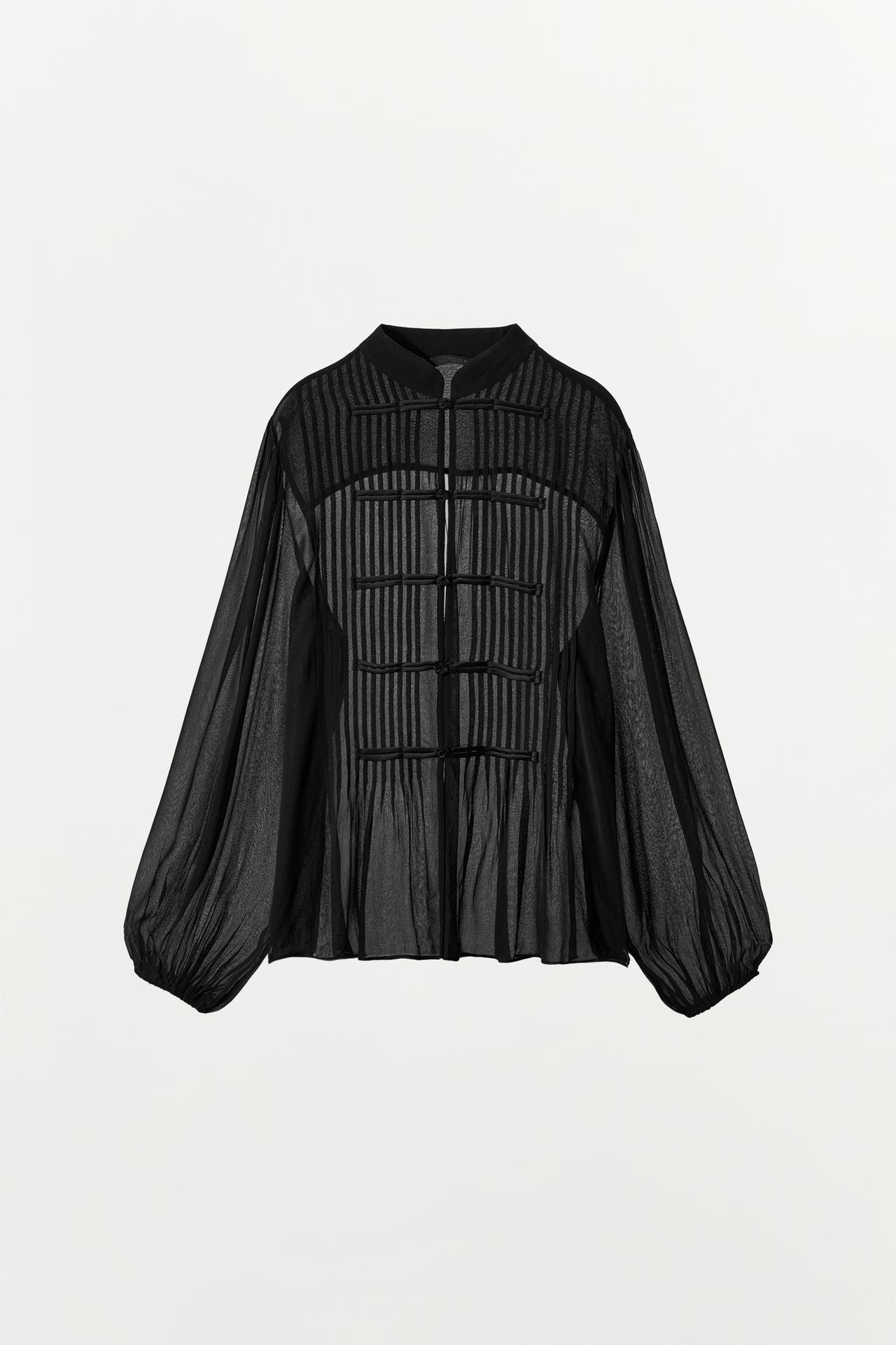ZW COLLECTION BIB SHIRT WITH FROG FASTENING — Black