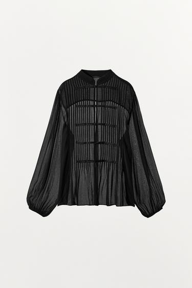 ZW COLLECTION BIB SHIRT WITH FROG FASTENING — Black 2