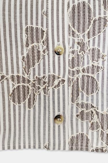 EMBROIDERED SEQUIN SHORT SHIRT - Brown / Ecru by Zara - Image 7