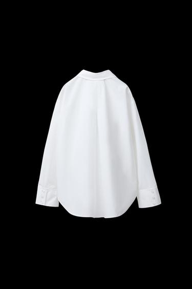 CAMISA POPELÍN FLORES - Blanco de Zara