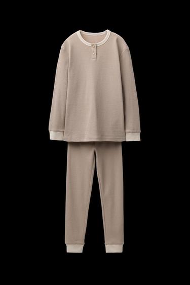 6-14 JAHRE/ KONTRAST-SCHLAFANZUG MIT RIPPENSTRUKTUR - grau-beige von Zara - Bild 0