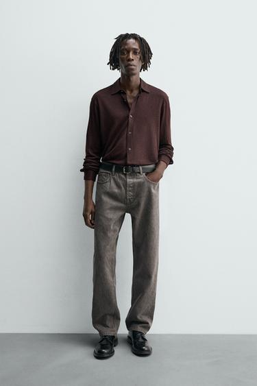 CAMISA JACQUARD TEXTURA - Burdeos oscuro de Zara - Imagen 0