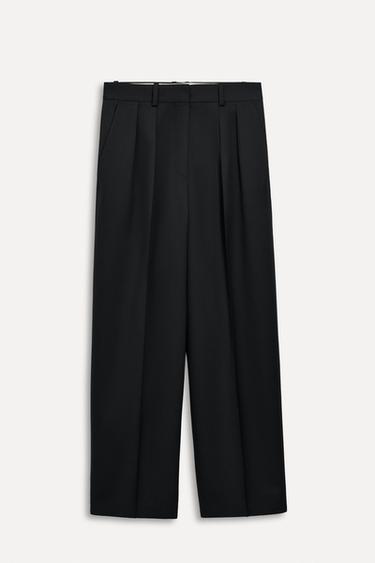 Zara WOOL BLEND PANTS WITH DARTS 50TH ANNIVERSARY - Black