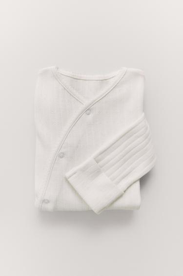 POINTELLE CONVERTIBLE FOOTED SLEEPSUIT - Oyster-white by Zara