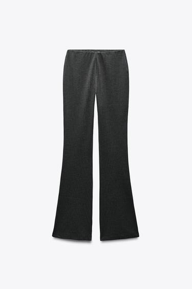 PANTALÓN FLARE INTERLOCK - Gris / Beige de Zara