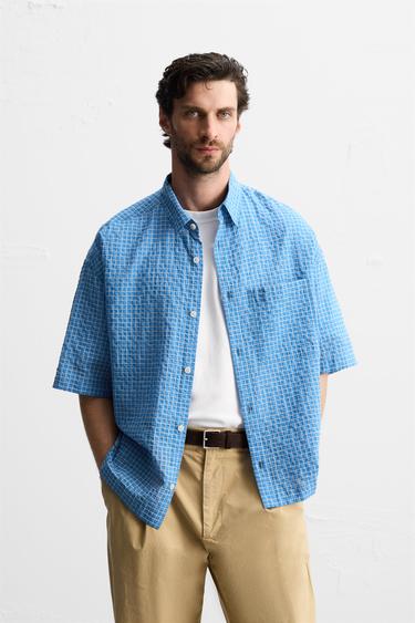 TEXTURED CHECK SHIRT - Bluish by Zara - Image 0