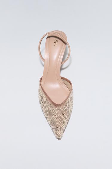 SLINGBACK SHOES WITH RHINESTONE DETAIL - Beige by Zara