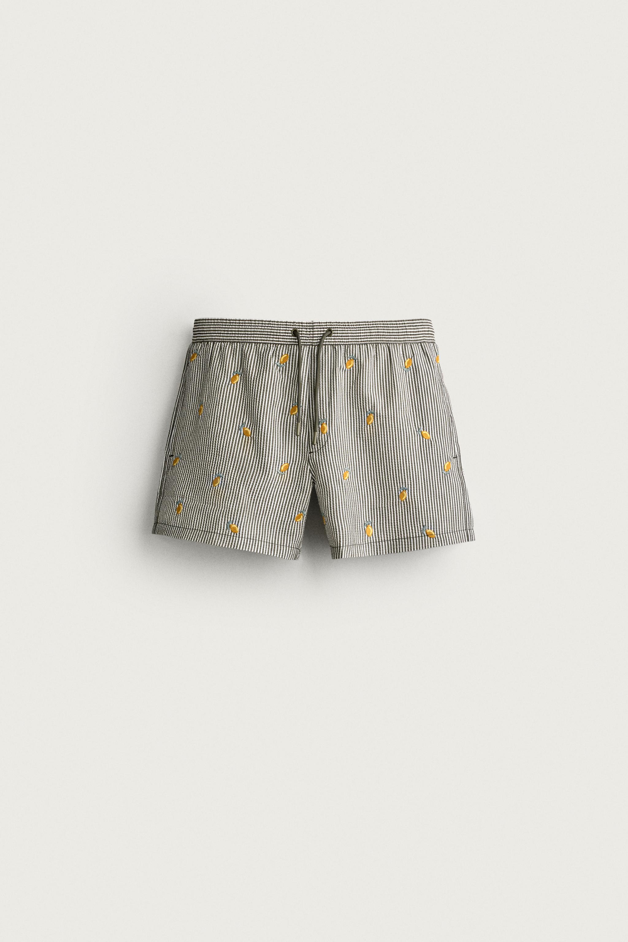 MAILLOT DE BAIN MI-LONG SEERSUCKER BRODÉ