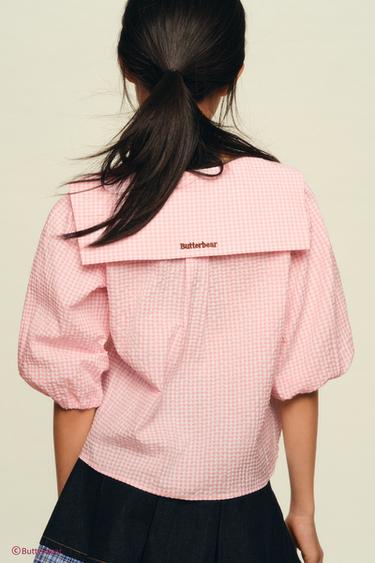 KEMEJA KOTAK-KOTAK VICHY BUTTERBEAR© - Pink dari Zara