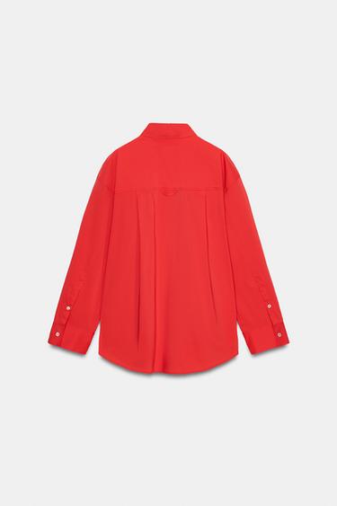 CHEMISE OVERSIZE EN POPELINE - Rouge de Zara - Image 8