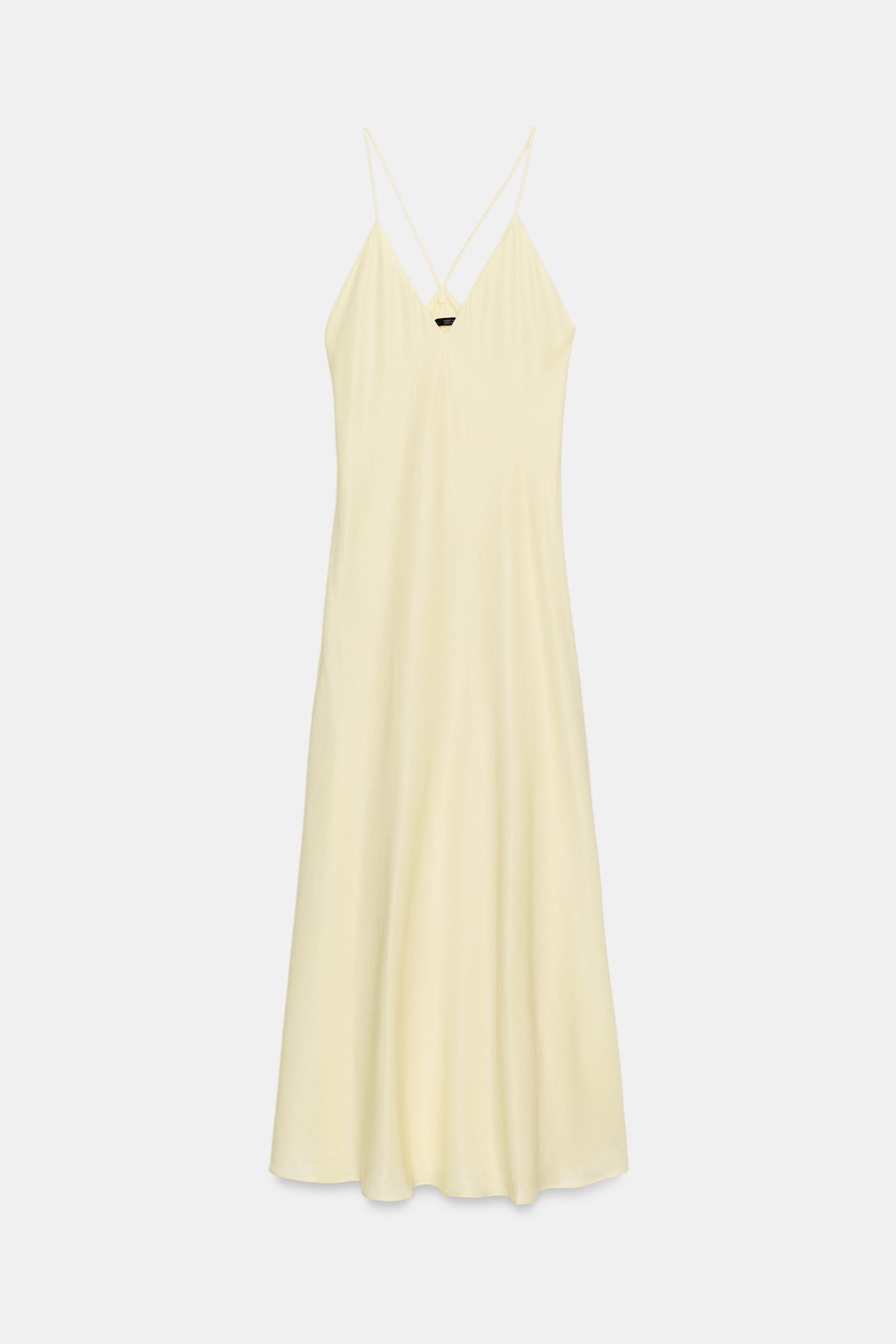 Женское платье Zara ZW Collection Slip, цвет: Пастельный жёлтый — фото 5