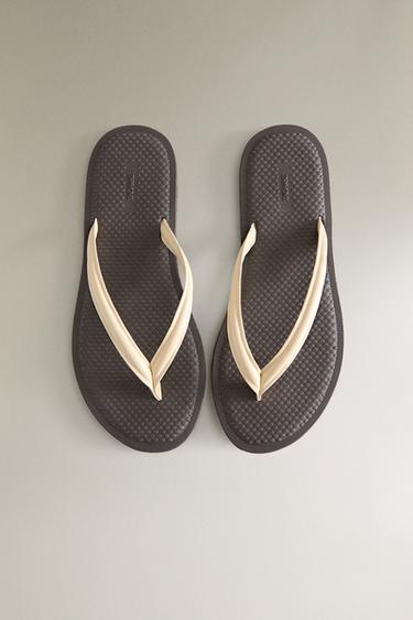 SANDALES À BRIDE EN CUIR - Beige de Zara - Image 2