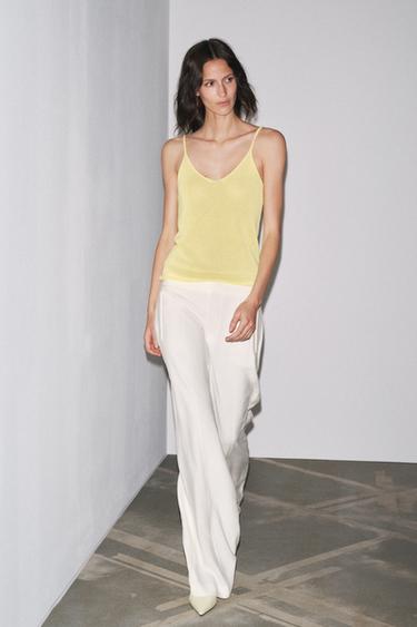 KNITTED STRAPPY TOP - Yellow by Zara