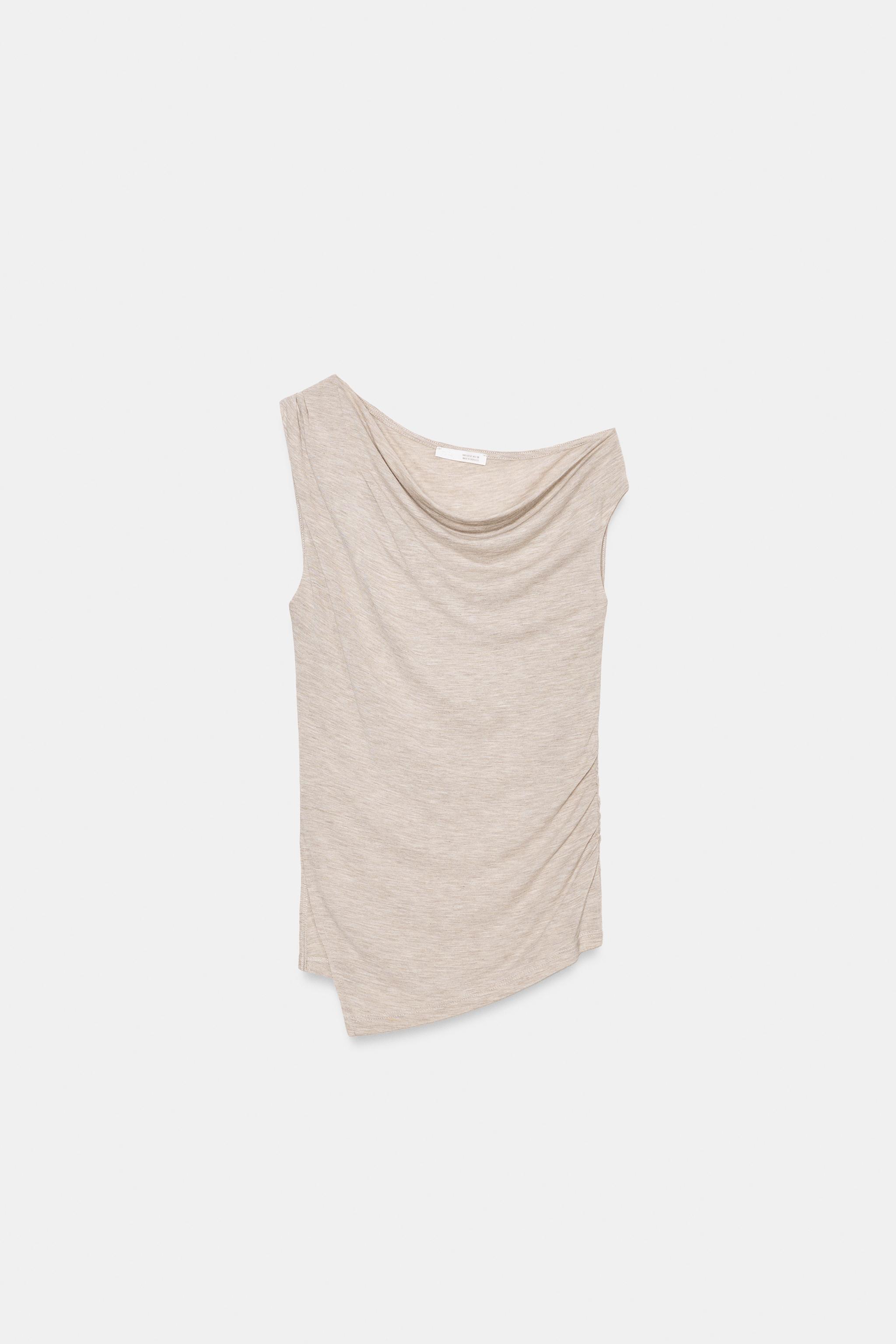 DRAPED ASYMMETRIC TOP - Sand / Marl | ZARA Canada