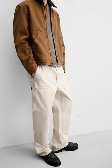 SPLATTER CARPENTER POCKET TROUSERS - Oyster-white by Zara - Image 4