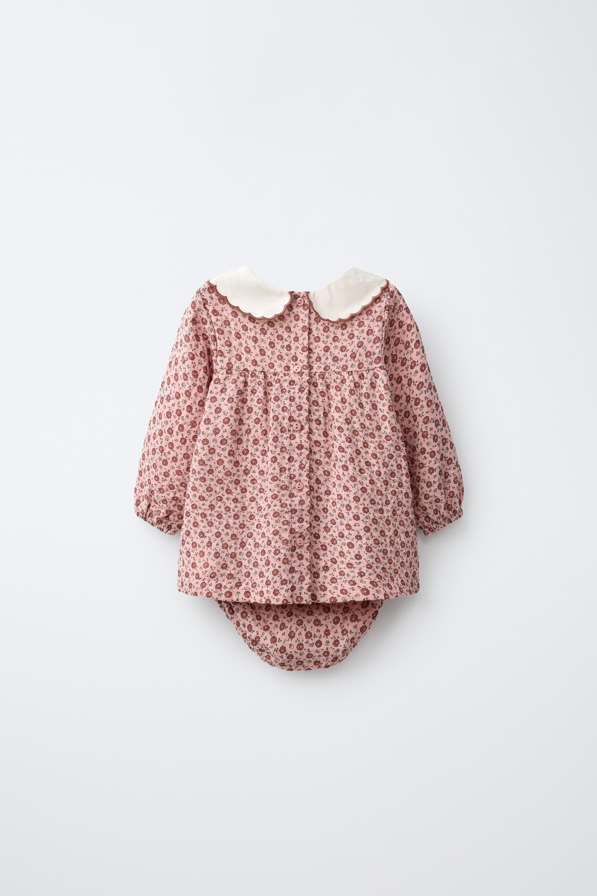 PRINTED TEXTURED DRESS AND BLOOMERS