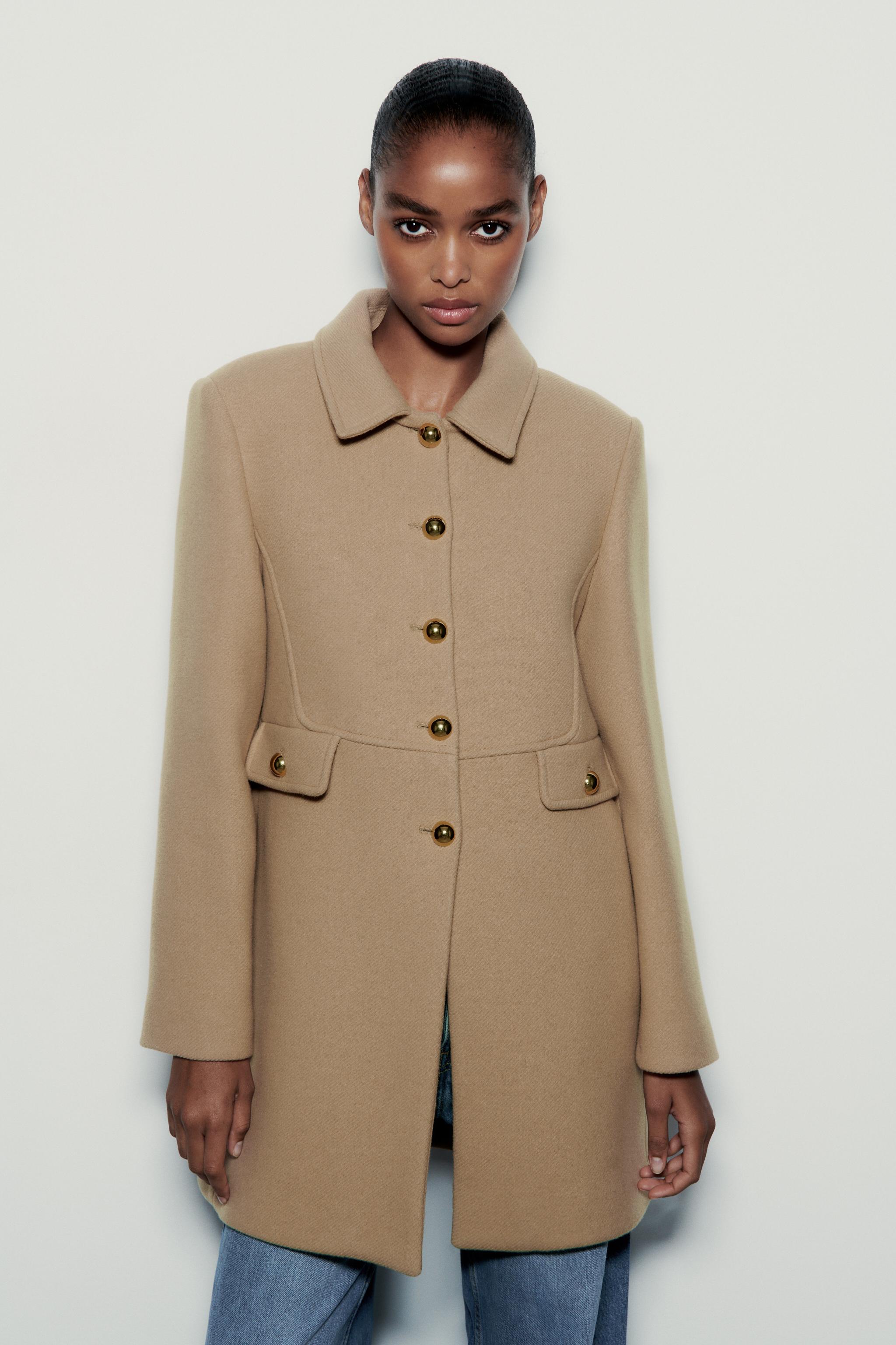 Zara coat sales gold buttons