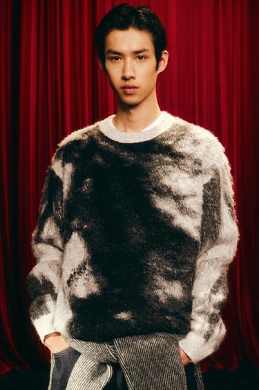 ブラッシュドジャカードホースセーターオフホワイトZaraのブラッシュドジャカードホースセーター - オフホワイト