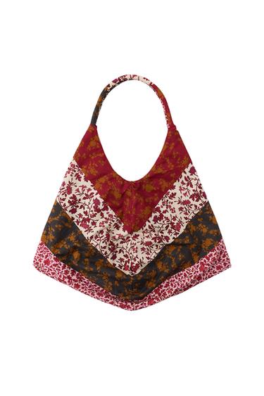 MAXI BOLSA 100% ALGODÃO ESTAMPA DE FLORES - Grená da Zara