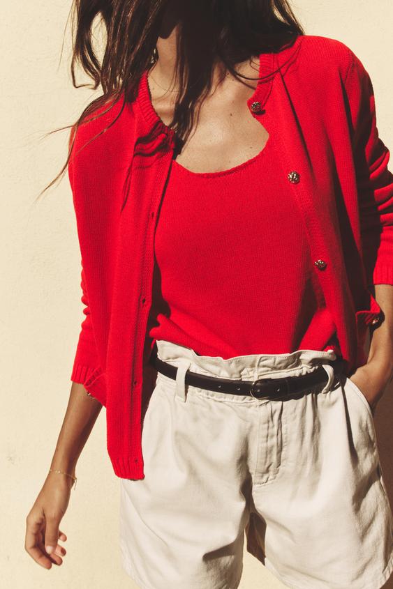 JEDNODUCHÝ PLETENÝ KARDIGAN - Červená od Zara - Obrázek 2
