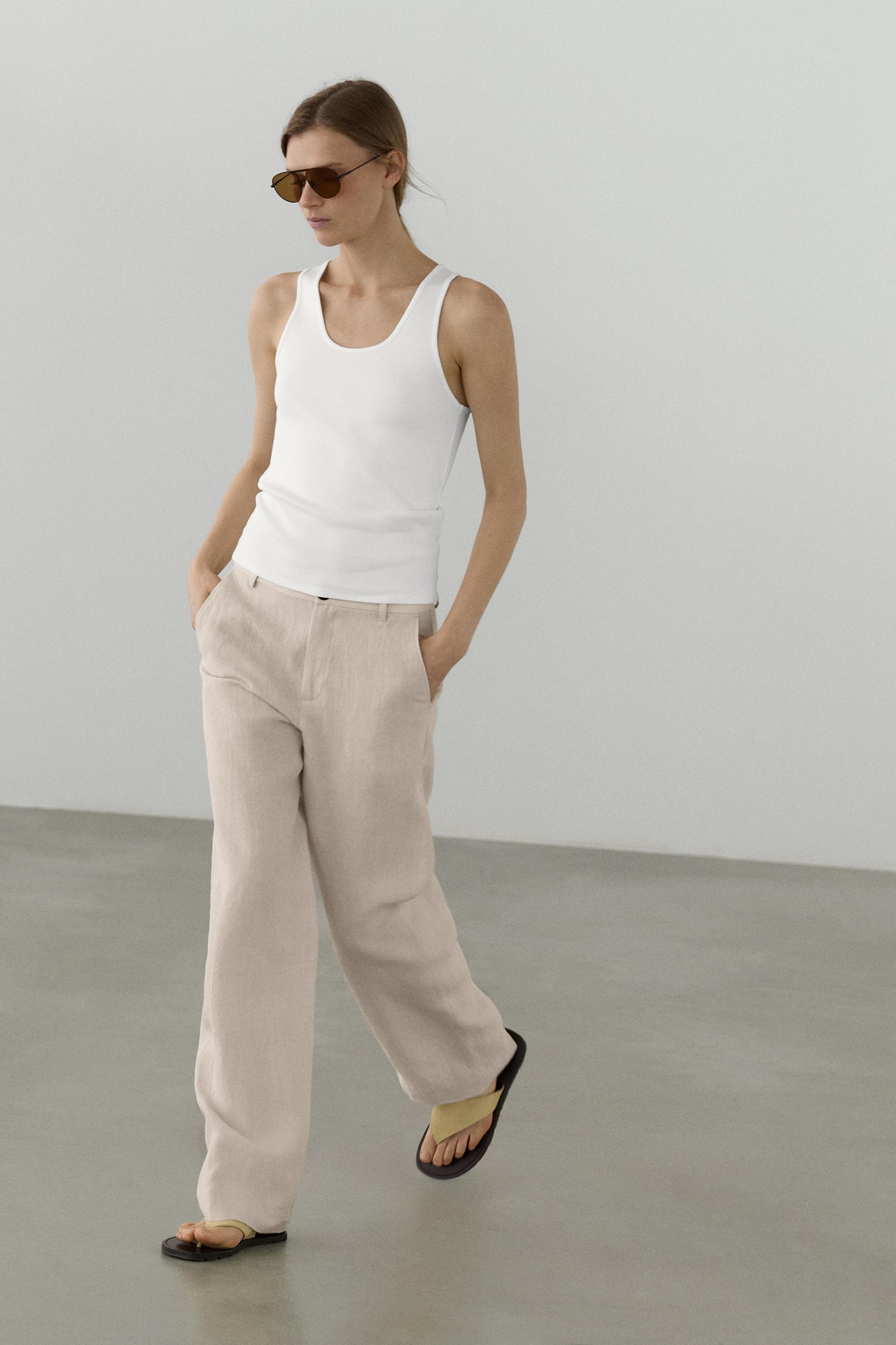Pantalon relaxed fit 100 % lin