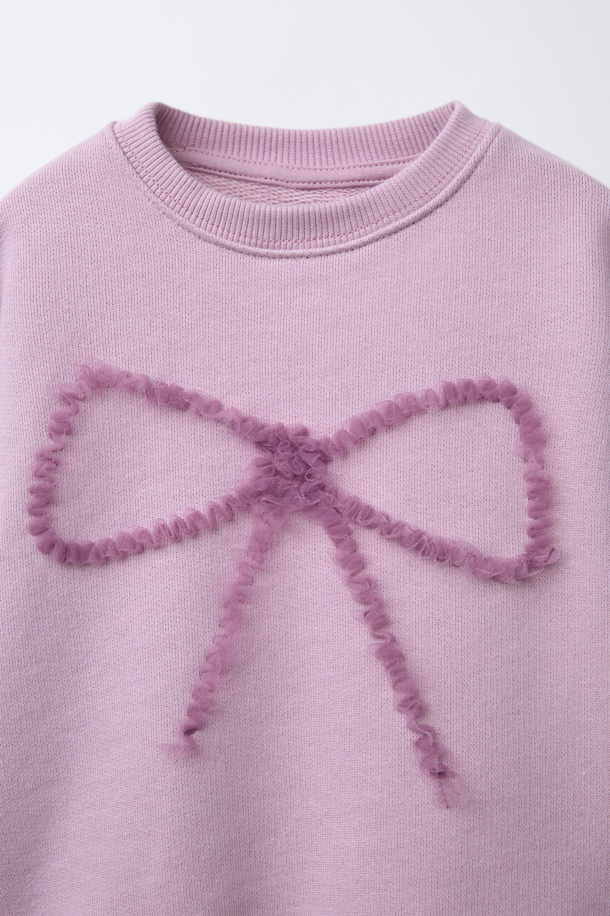 BOW TULLE SWEATSHIRT - Dark mauve | ZARA United States